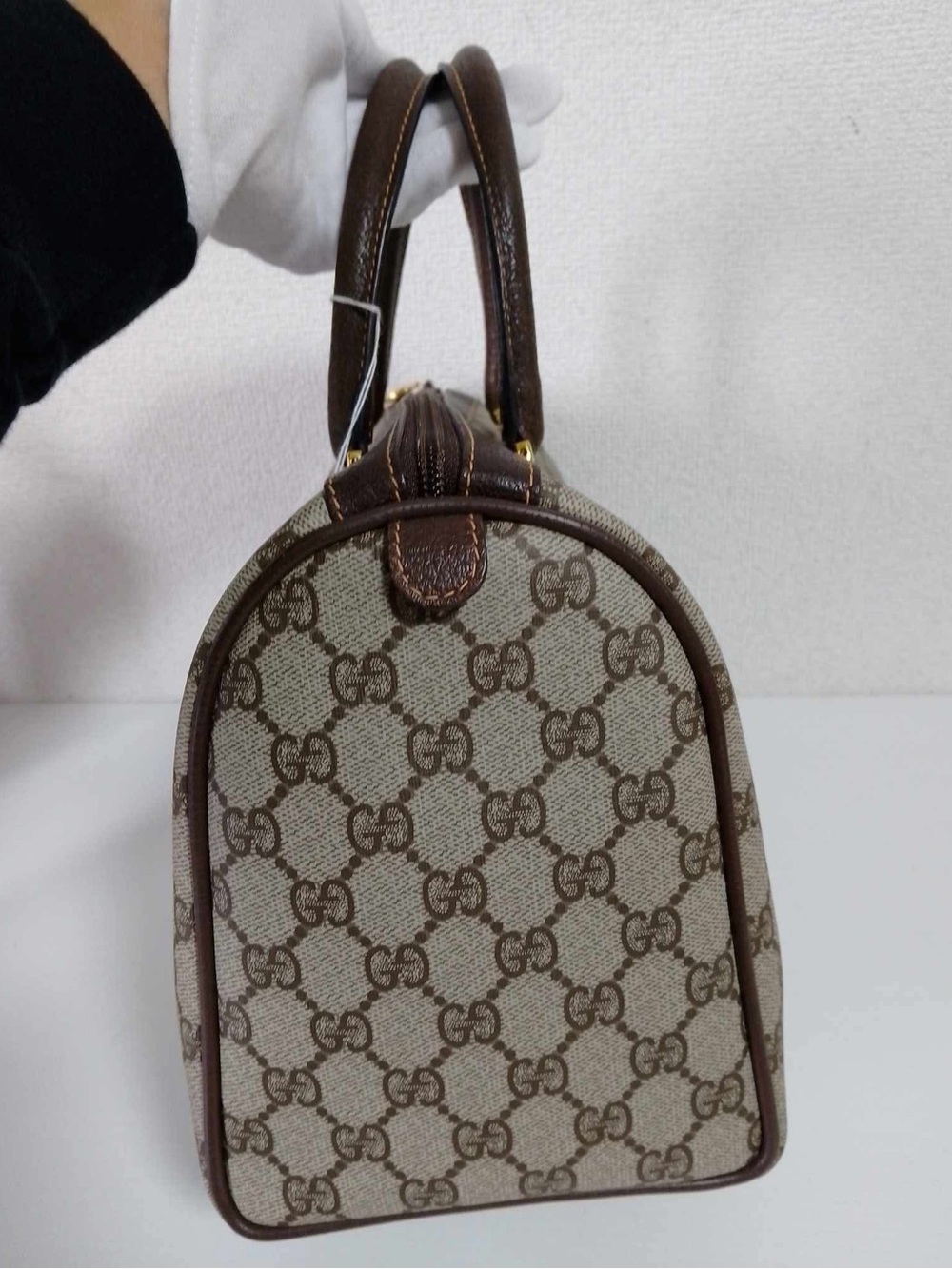 Gucci Brown GG Supreme Canvas Boston Bag with SherryLine - Picture 4 of 12